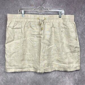 ELLEN TRACY COMPANY Linen Skorts Womens XXL Beige Elastic Skirt Chambray